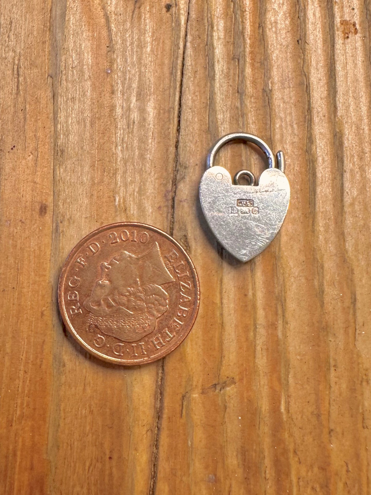 Heart 1977 Padlock Hallmarked 925 Sterling Silver Charm Pendant