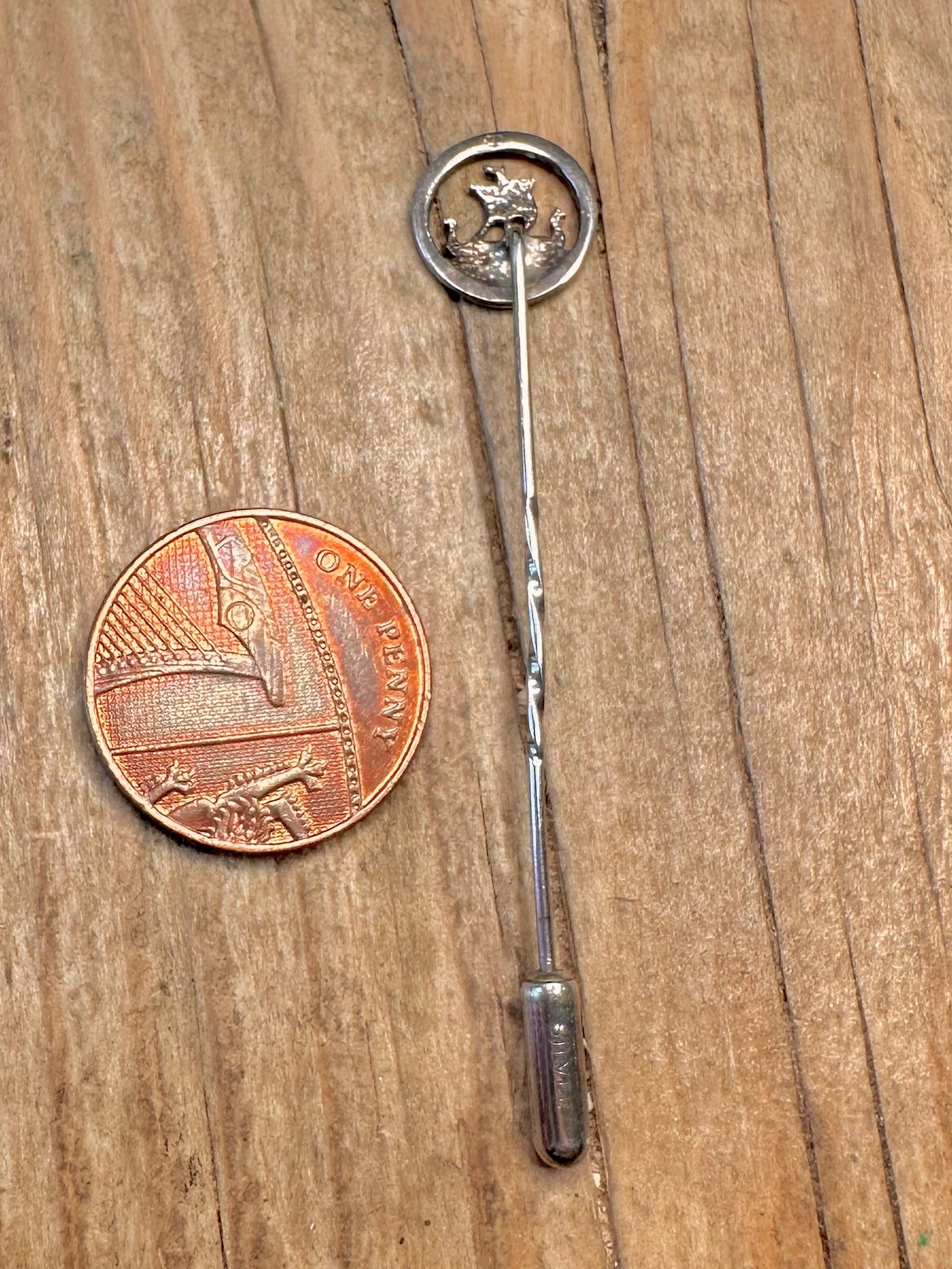 Vintage Viking Ship Twisted 925 Sterling Silver Stick Pin Collectables