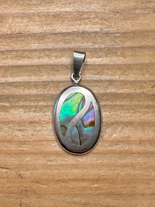 Oval Abalone Inlay 925 Sterling Silver Pendant