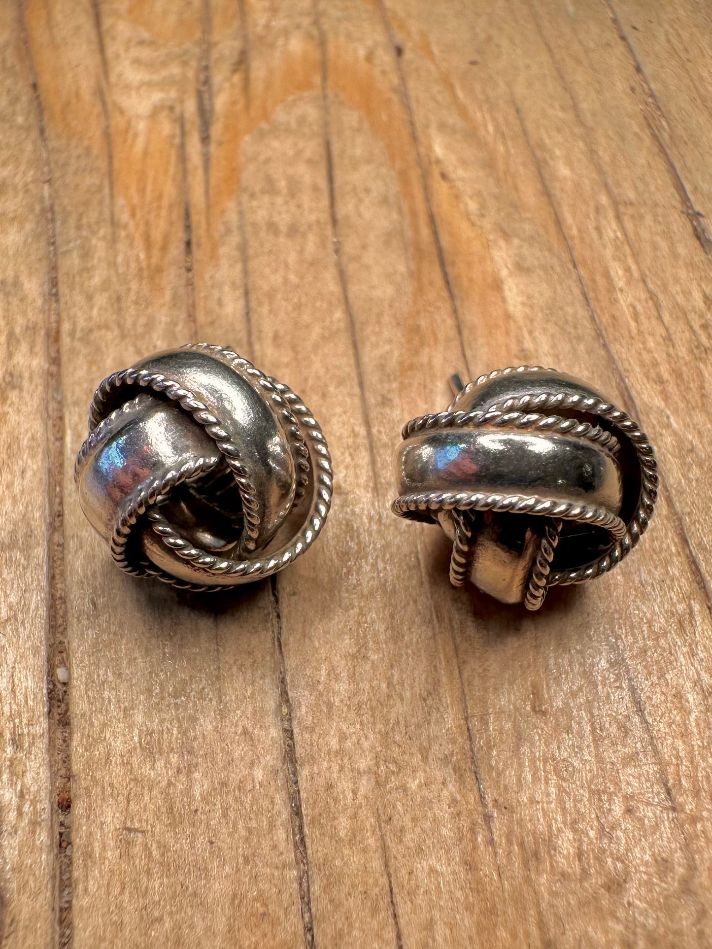 Vintage Knot Stud 925 Sterling Silver Earrings