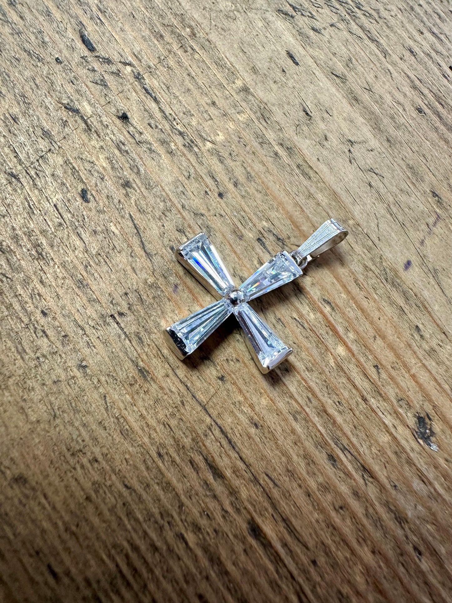 Modern CZ Cross 925 Silver Pendant