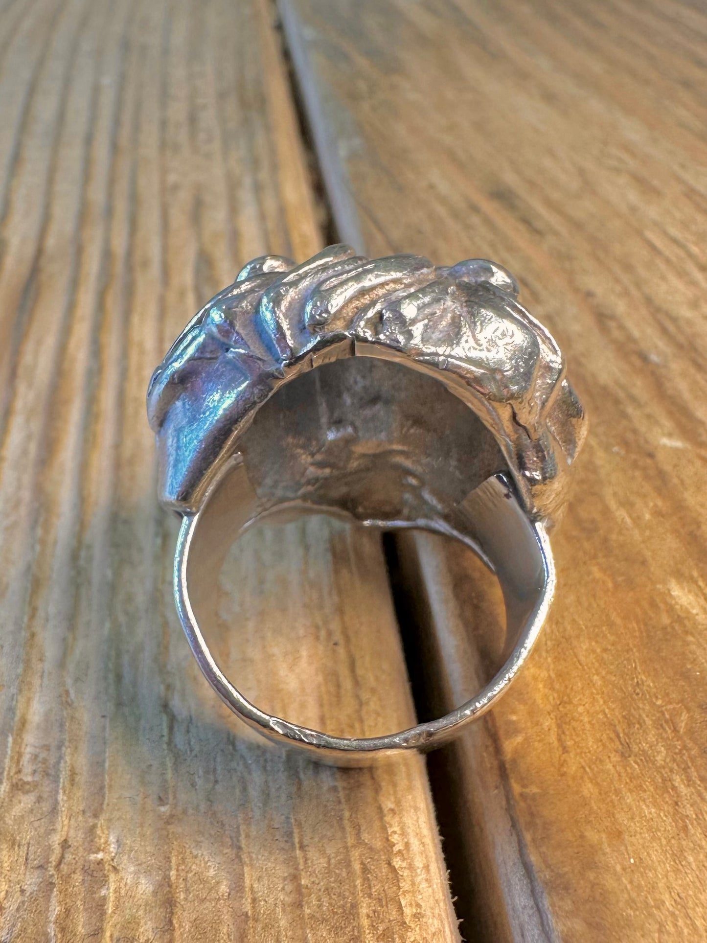 Schwerer Löwenkopf 925er Sterlingsilber Ring Größe N