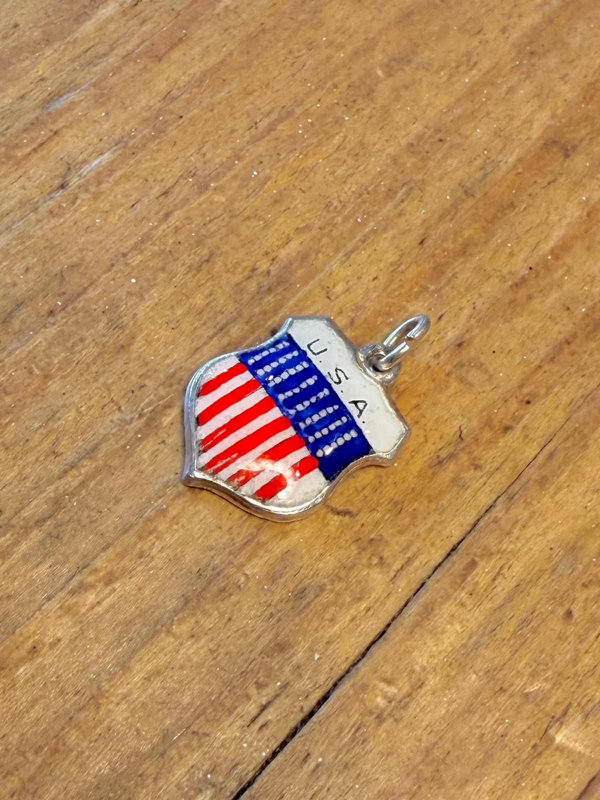 USA Enamel Crest 925 Sterling Silver Pendant
