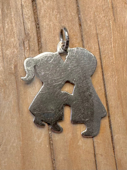 Vintage Boy and Girl 925 Silver Pendant
