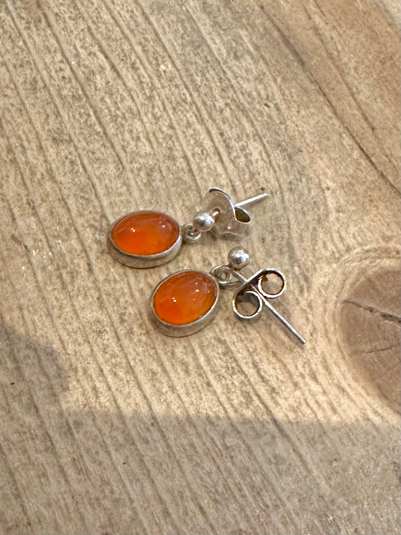 Vintage Carnelian Dangle 925 Silver Earrings