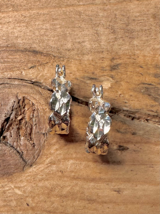 Abstract Textured Hoops 925 Silver Earrings