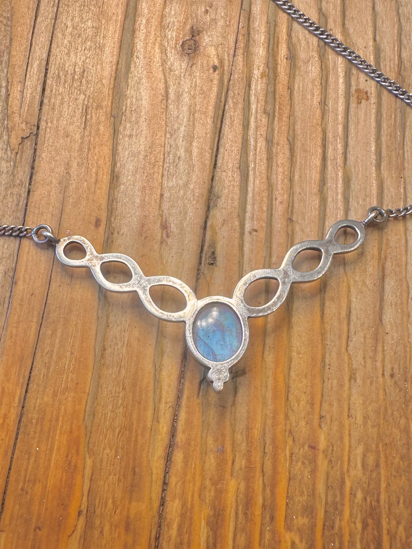 Moonstone Celtic Inspired 925 Sterling Silver 18 inch Necklace