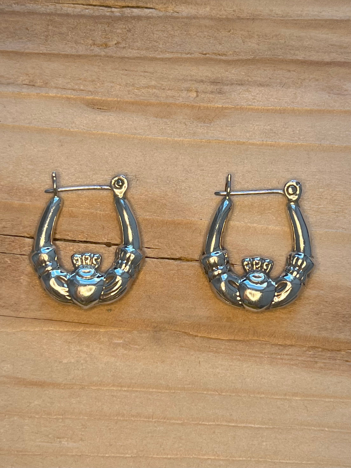 Claddagh Hoops 925 Sterling Silver Earrings