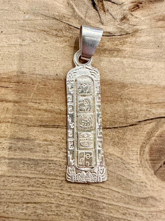 Vintage Cartouche Inca 925 Silver Mexico Pendant