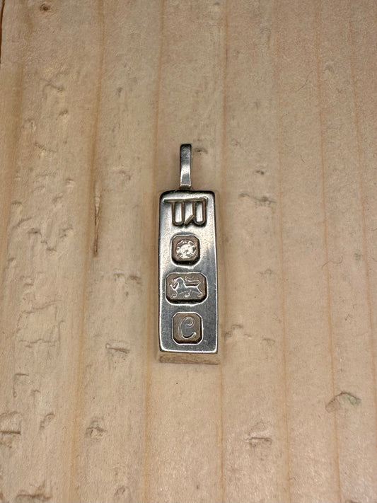 Ingot 1977 Sheffield 925 Sterling Silver Pendant