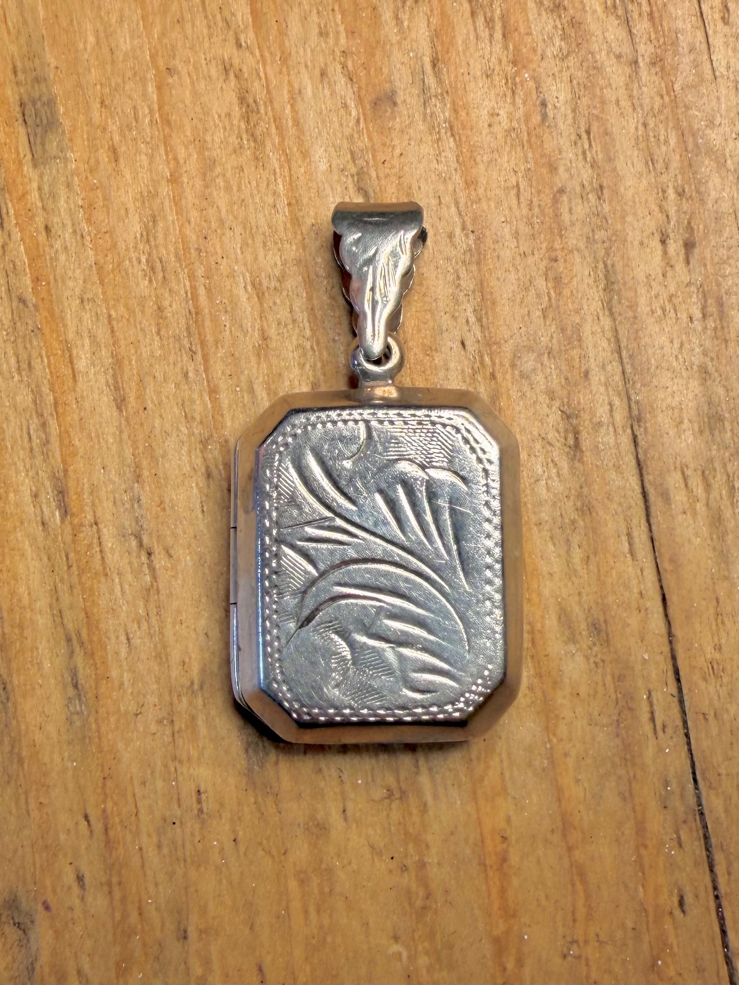 Rectangle Engraved Locket 925 Sterling Silver Pendant
