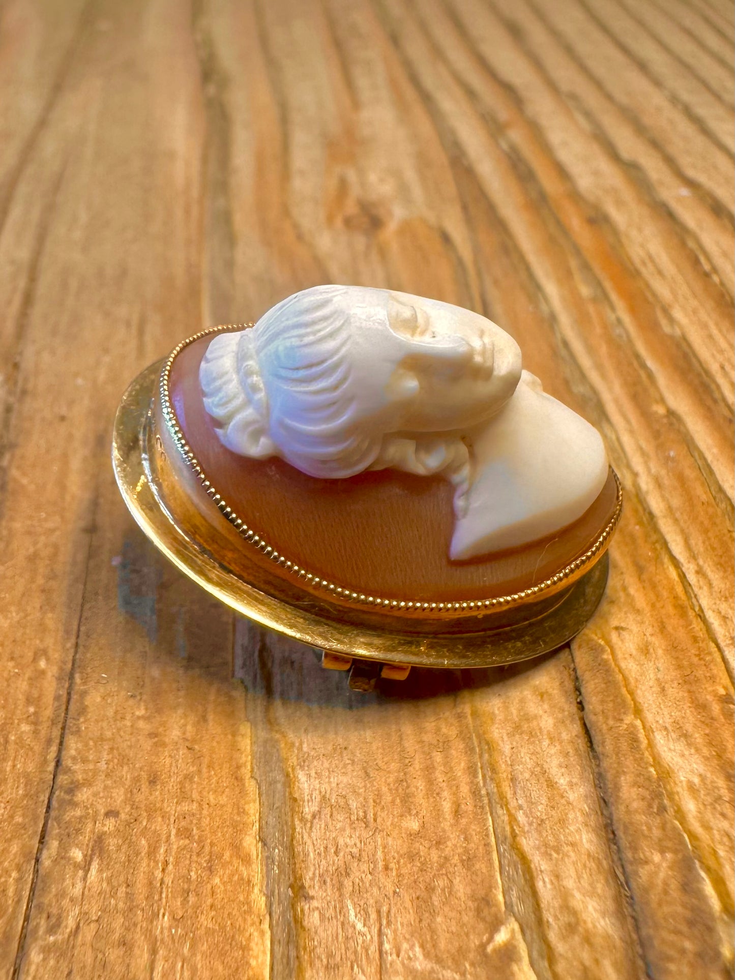 9ct Gold 1963 Cameo High Relief Maker E.J.CY&Co Brooch