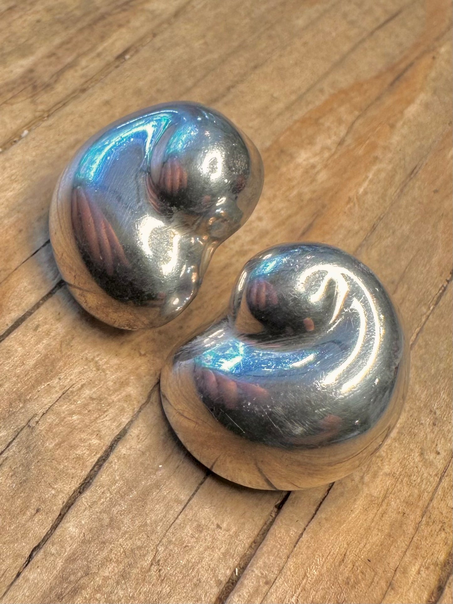 Moderne Mexiko-Puff-Spiralohrstecker aus 925er Sterlingsilber
