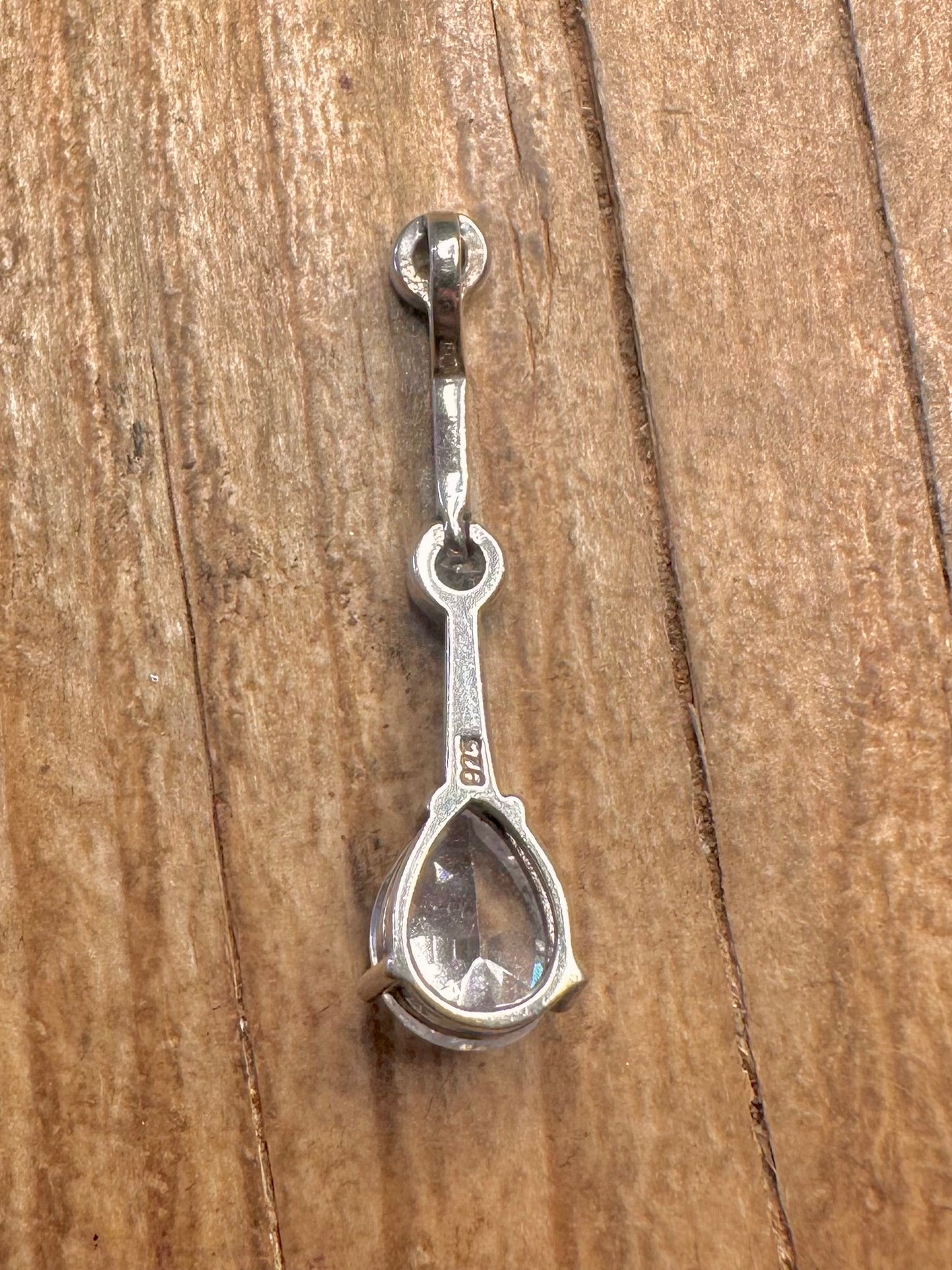 Modern Pear Shaped White CZ 925 Sterling Silver Pendant