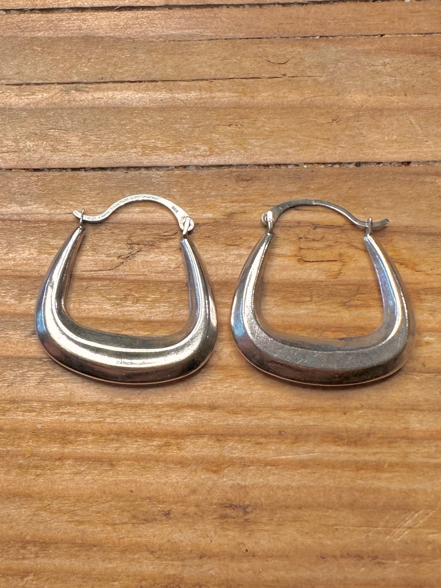 Vintage Handbag Style Hoops 925 Sterling Silver Earrings