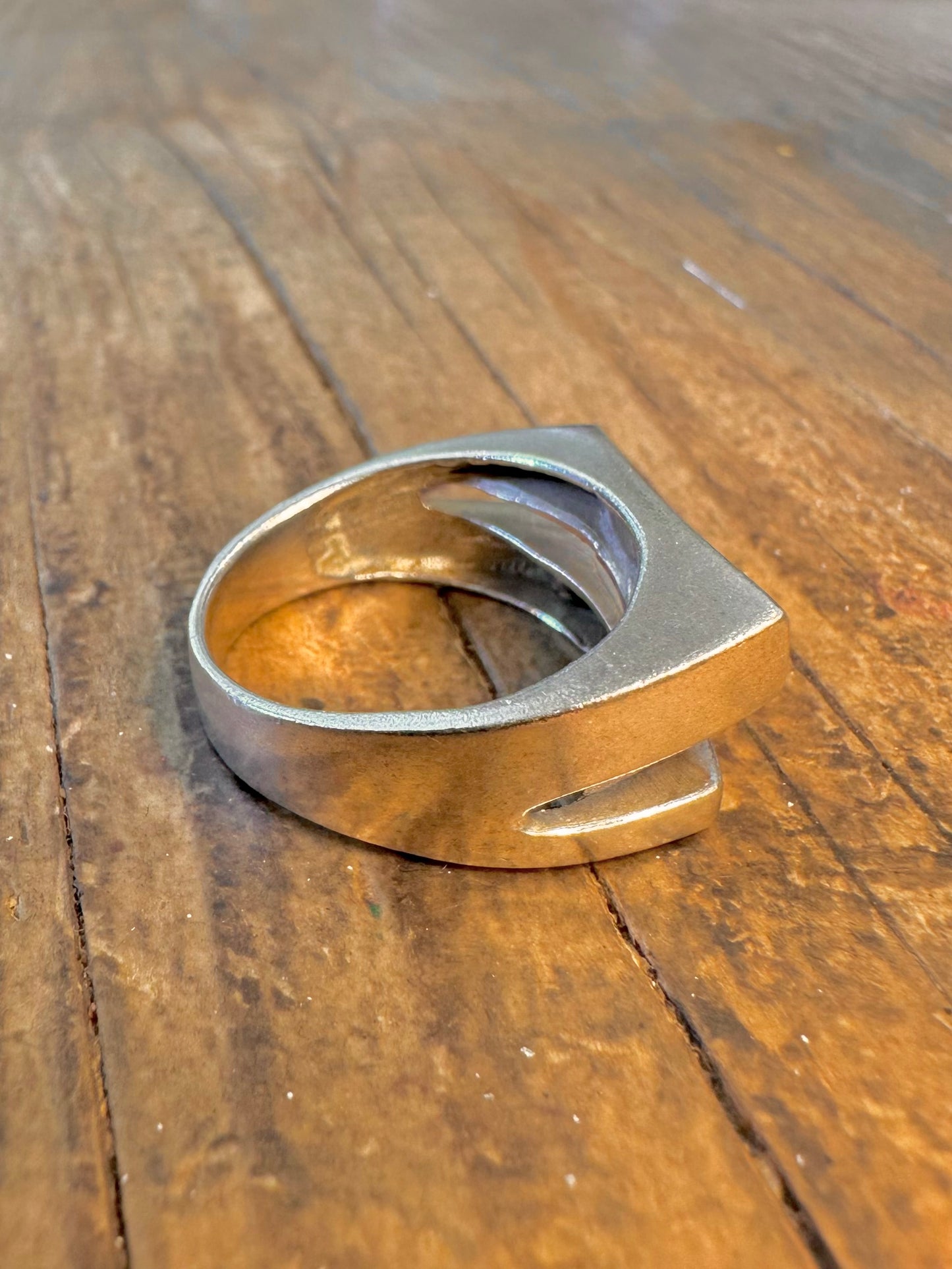 Abstract Overlapping Rectangles 925 Sterling Silver Size Q Ring