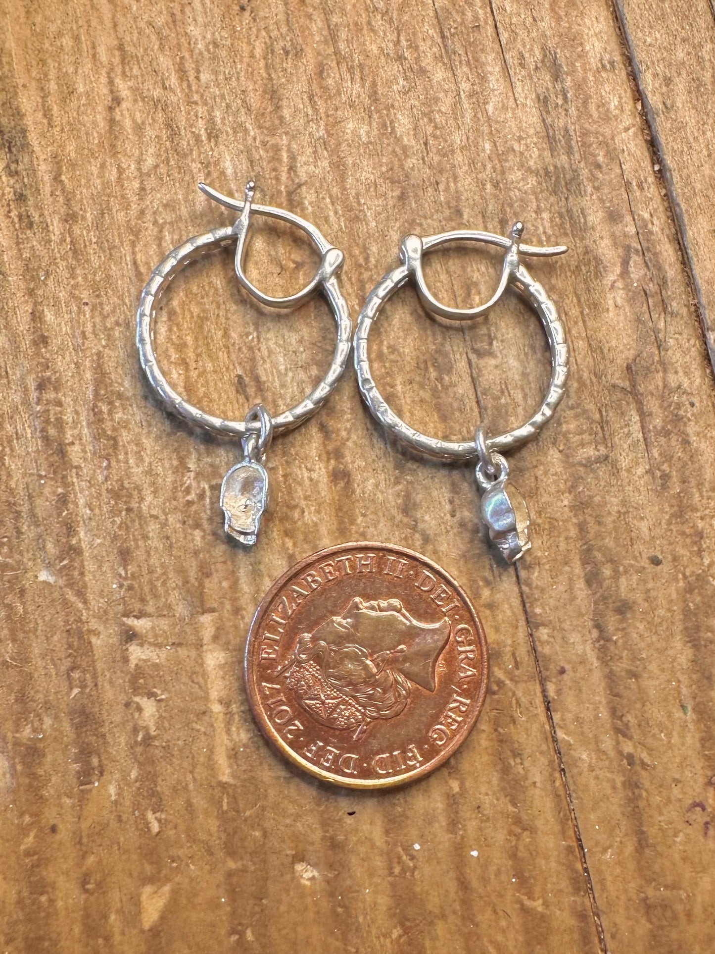 Cable Chain Style with Skulls 925 Sterling Silver Earrings