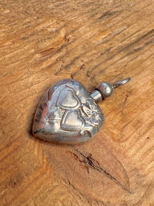 Heart Floral Perfume Bottle 925 Sterling Silver Pendant