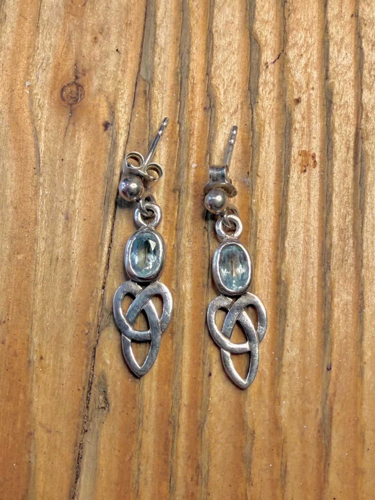 Celtic Blue Stone 925 Sterling Silver Earrings