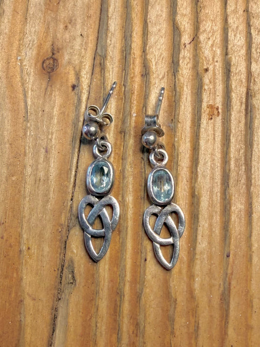 Celtic Blue Stone 925 Sterling Silver Earrings