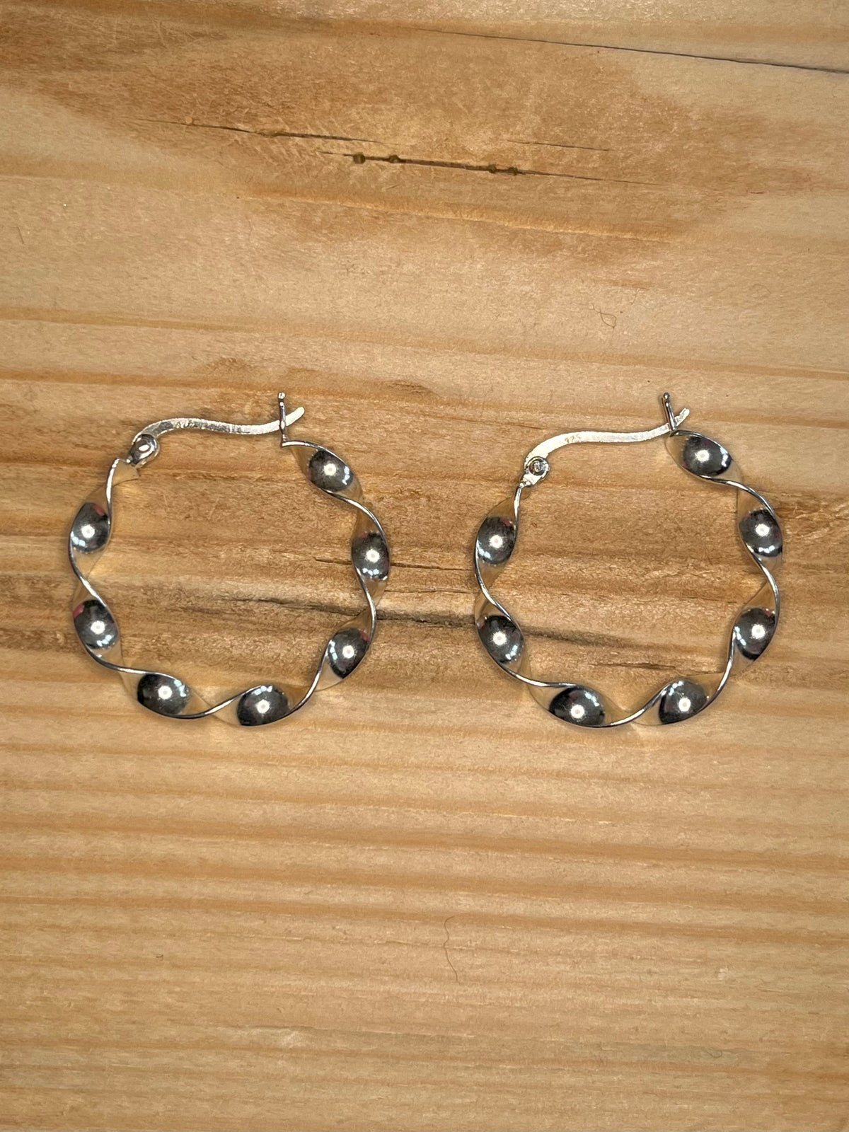 Thin Twisted 925 Sterling Silver Hoop Earrings