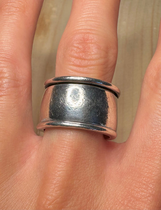 Chunky Heavy Spinner Band 925 Sterling Silver Size T Ring