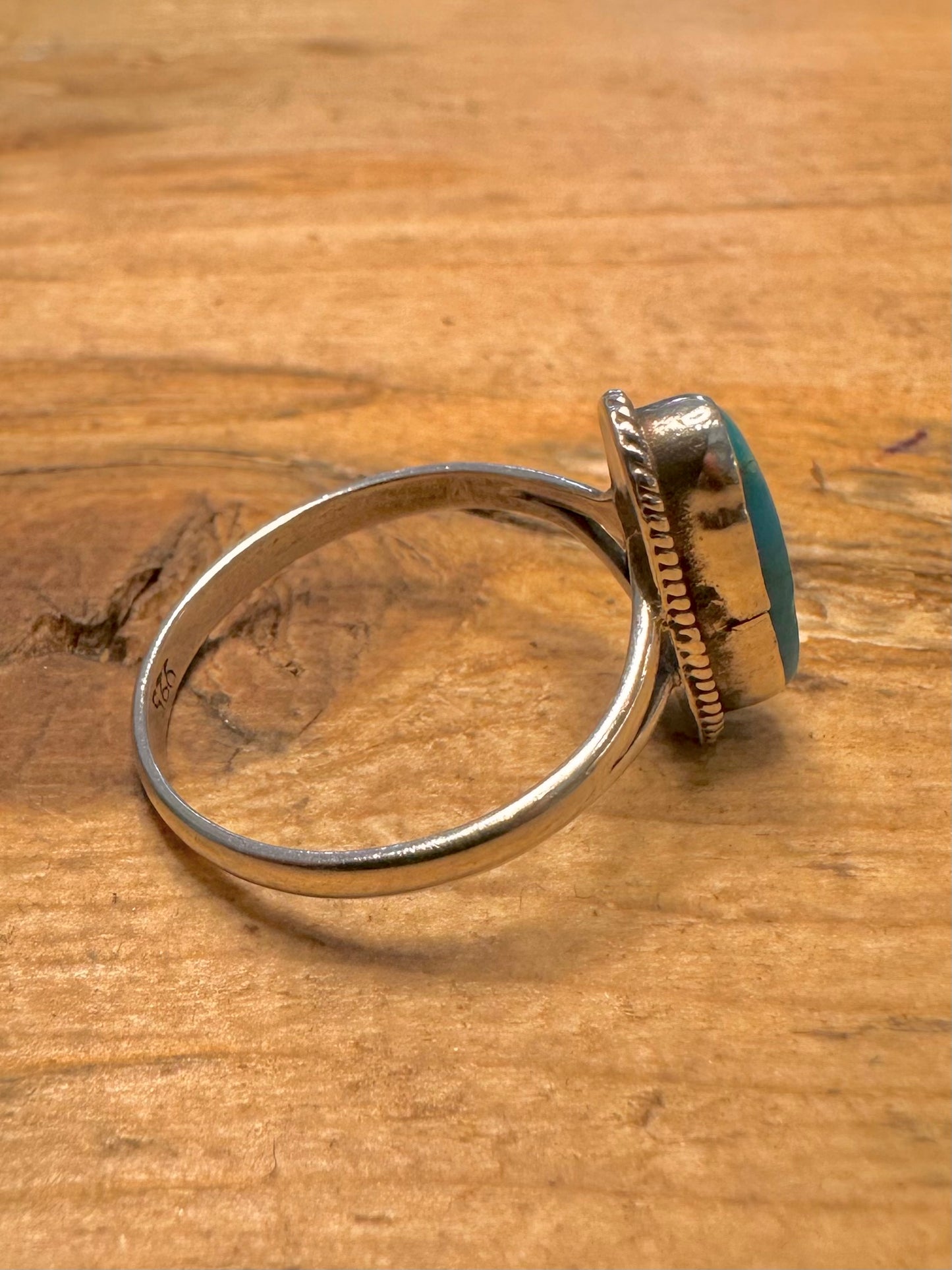 Vintage Turquoise Native American Style 925 Silver Size Q1/2 Ring