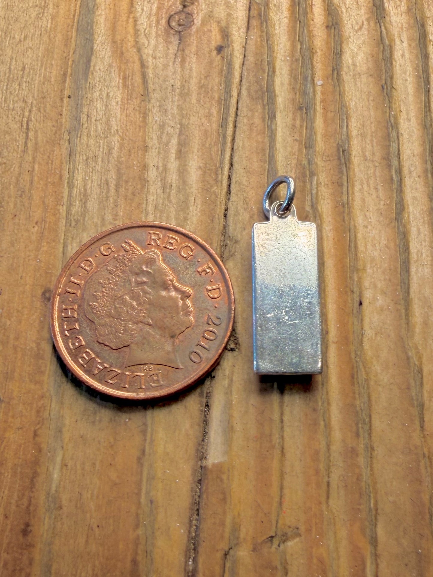 Ingot 1979 Birmingham Maker AJ 925 Sterling Silver Pendant