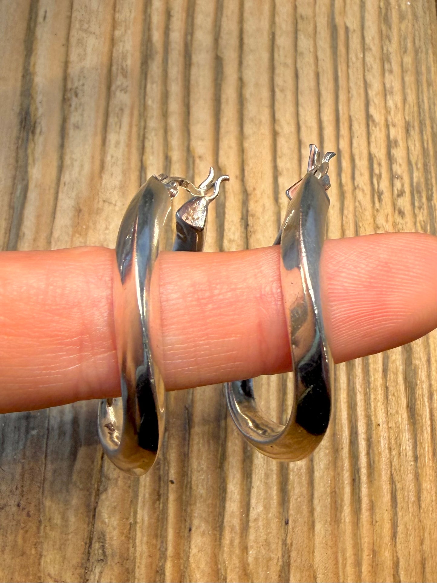Modernist Twisted Hoops 925 Sterling Silver Earrings
