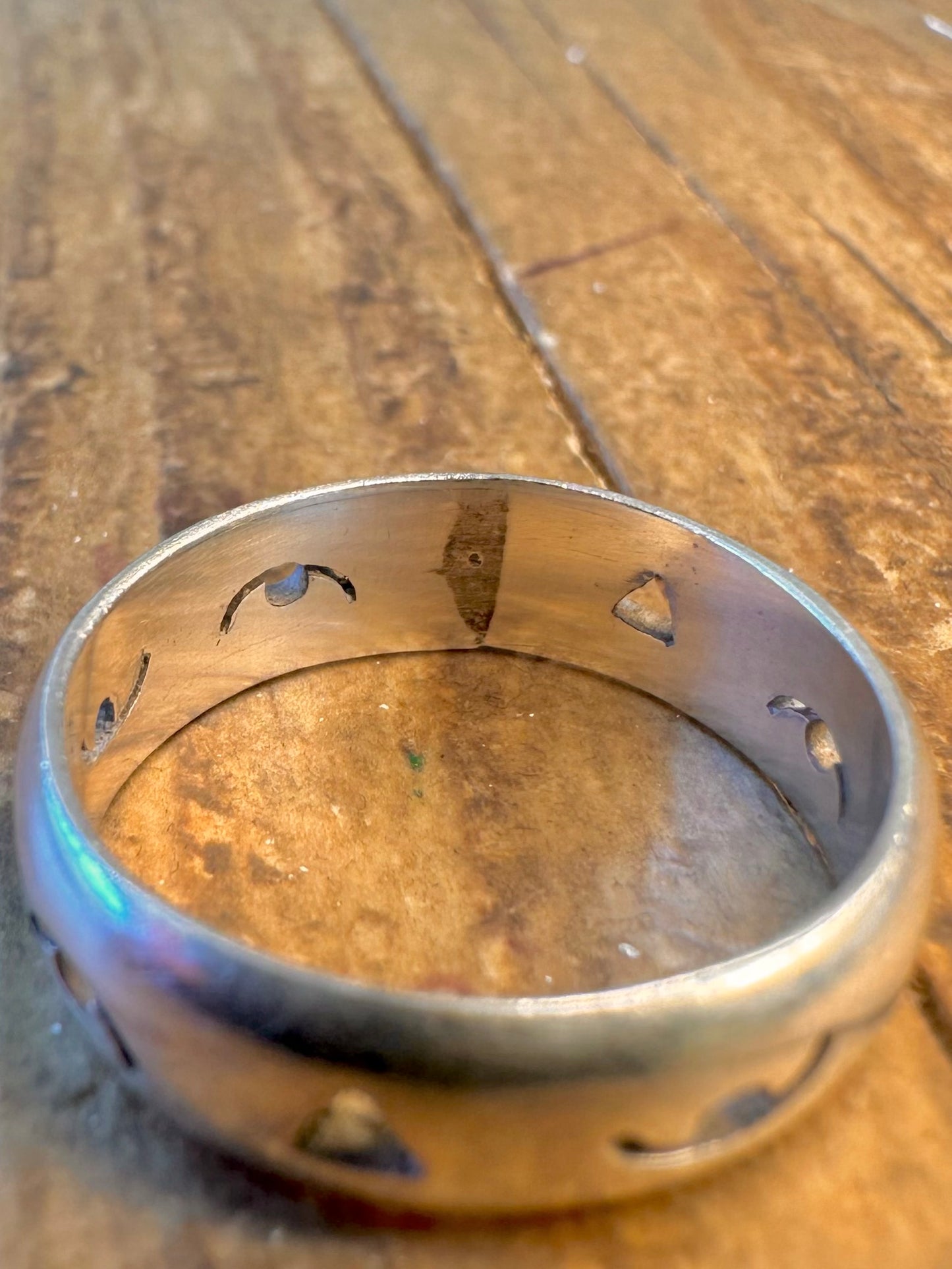 Band Cut Out Eyes and Triangle 925 Sterling Silver Size O Ring