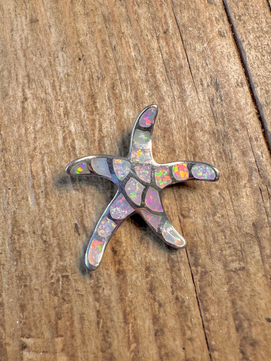 Opal Inlay Starfish 925 Sterling Silver Pendant