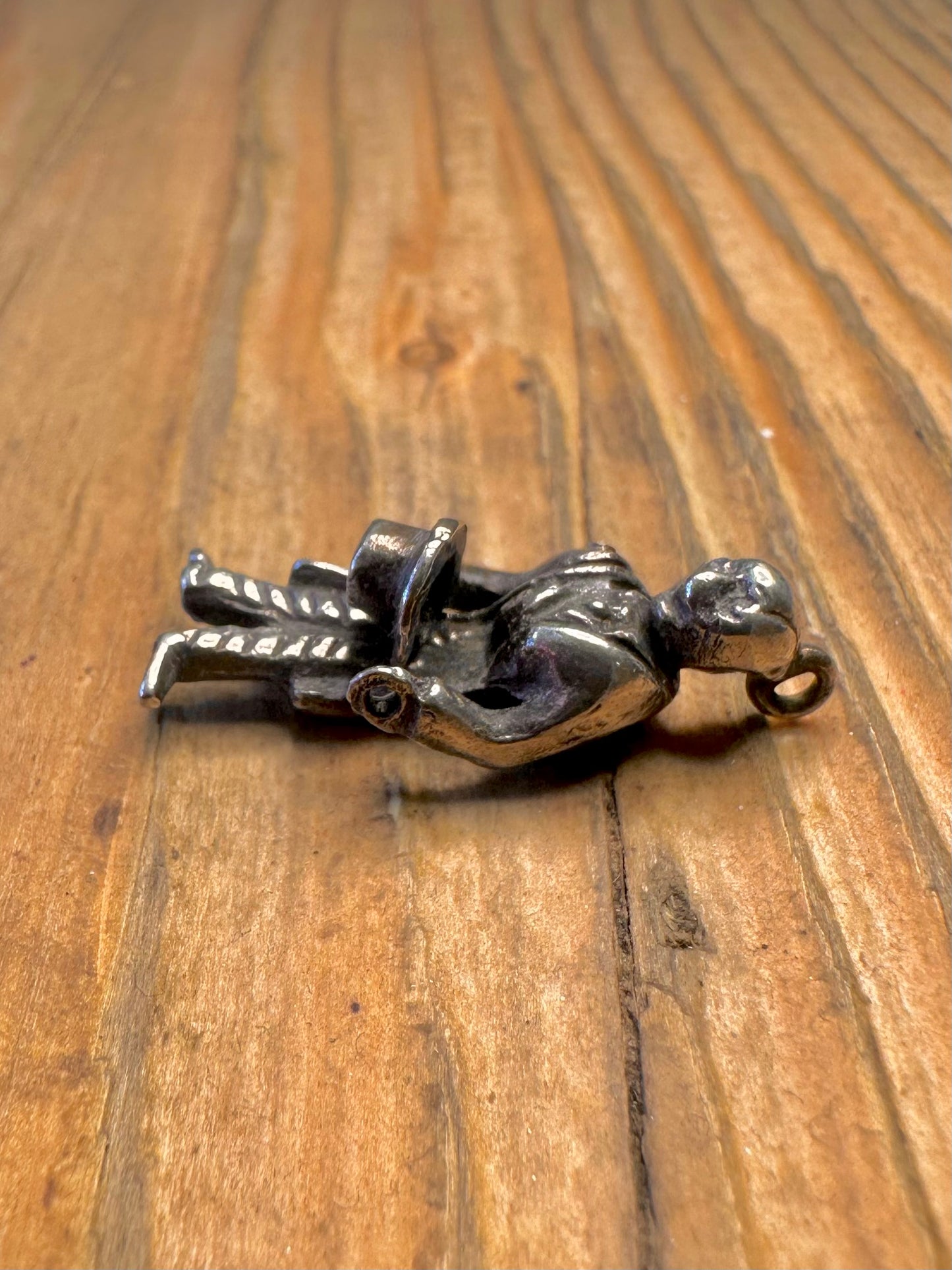 Articulated Top Hat Suit Man 925 Sterling Silver Charm Pendant
