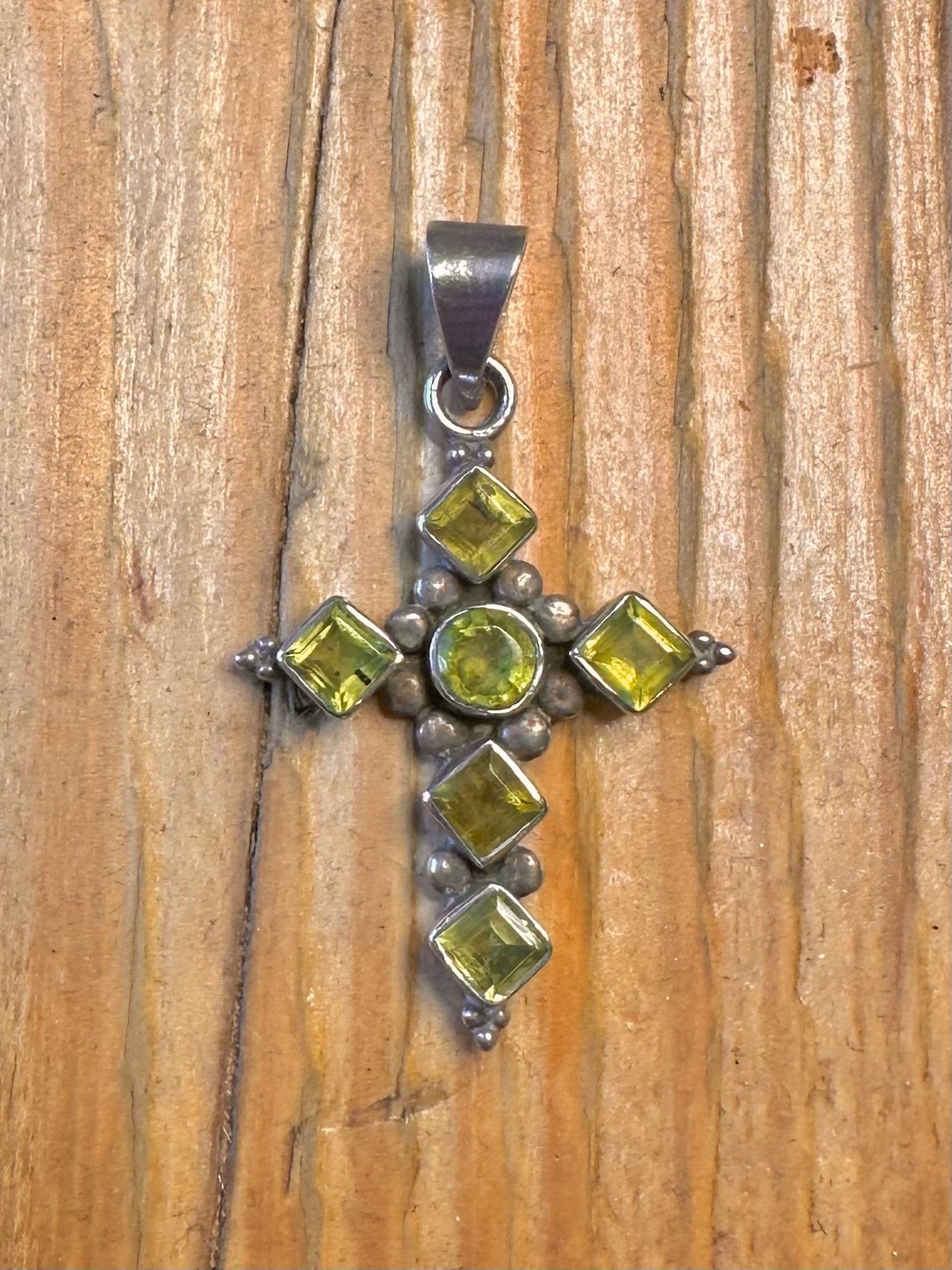 Peridot Cross 925 Sterling Silver Pendant