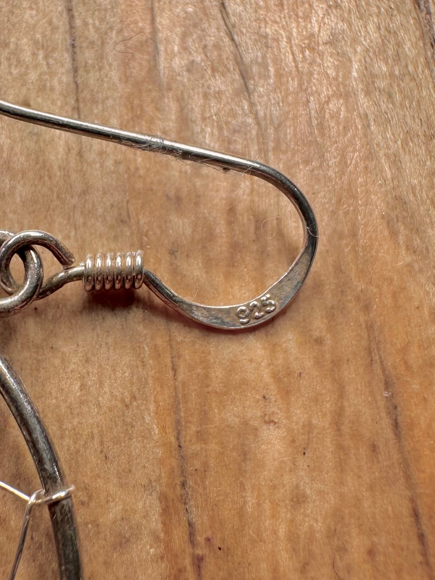 Vintage Traumfänger Türkis Feder 925 Sterling Silber Ohrringe
