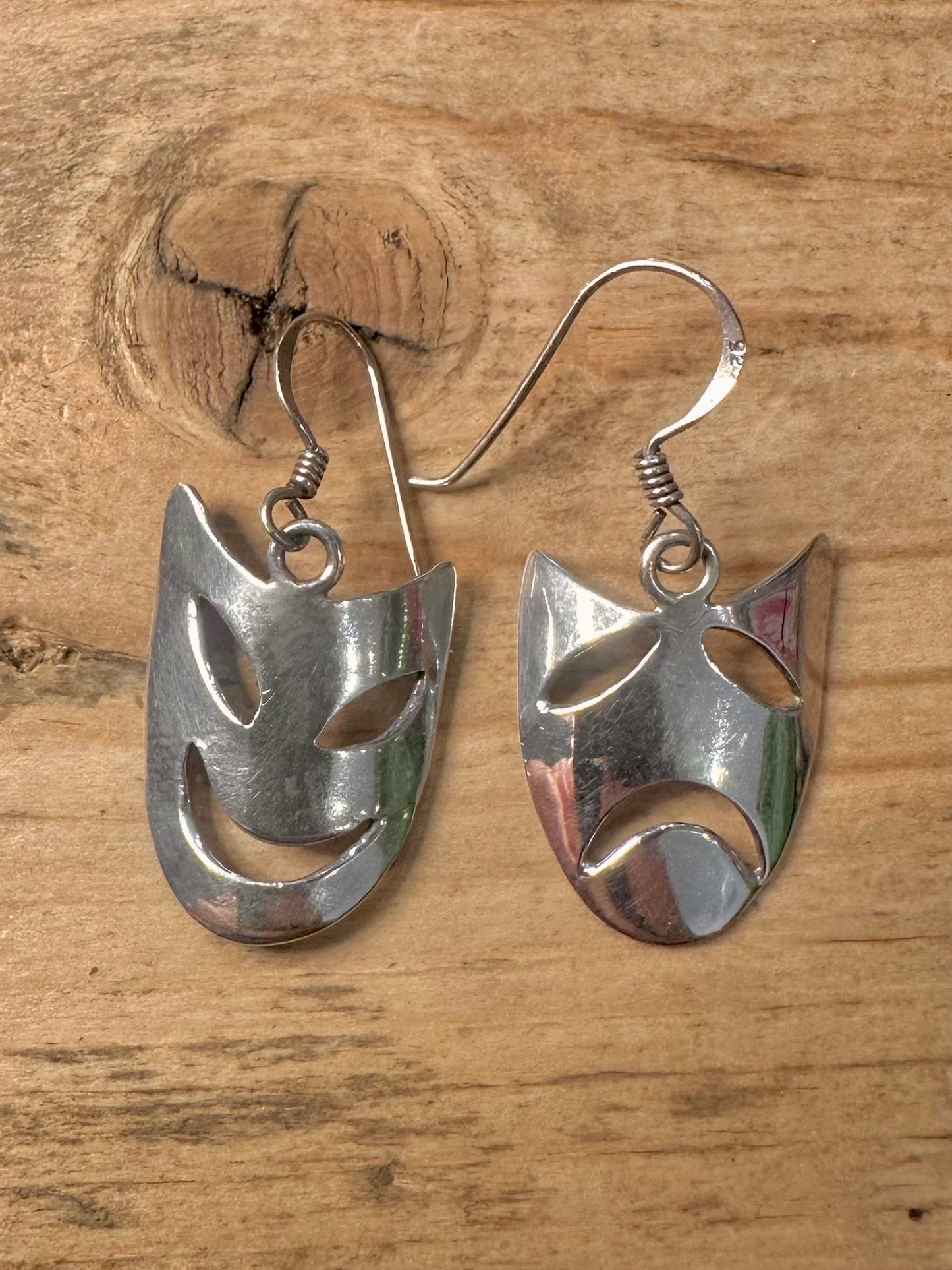 Vintage Theatre Faces 925 Silver Earrings