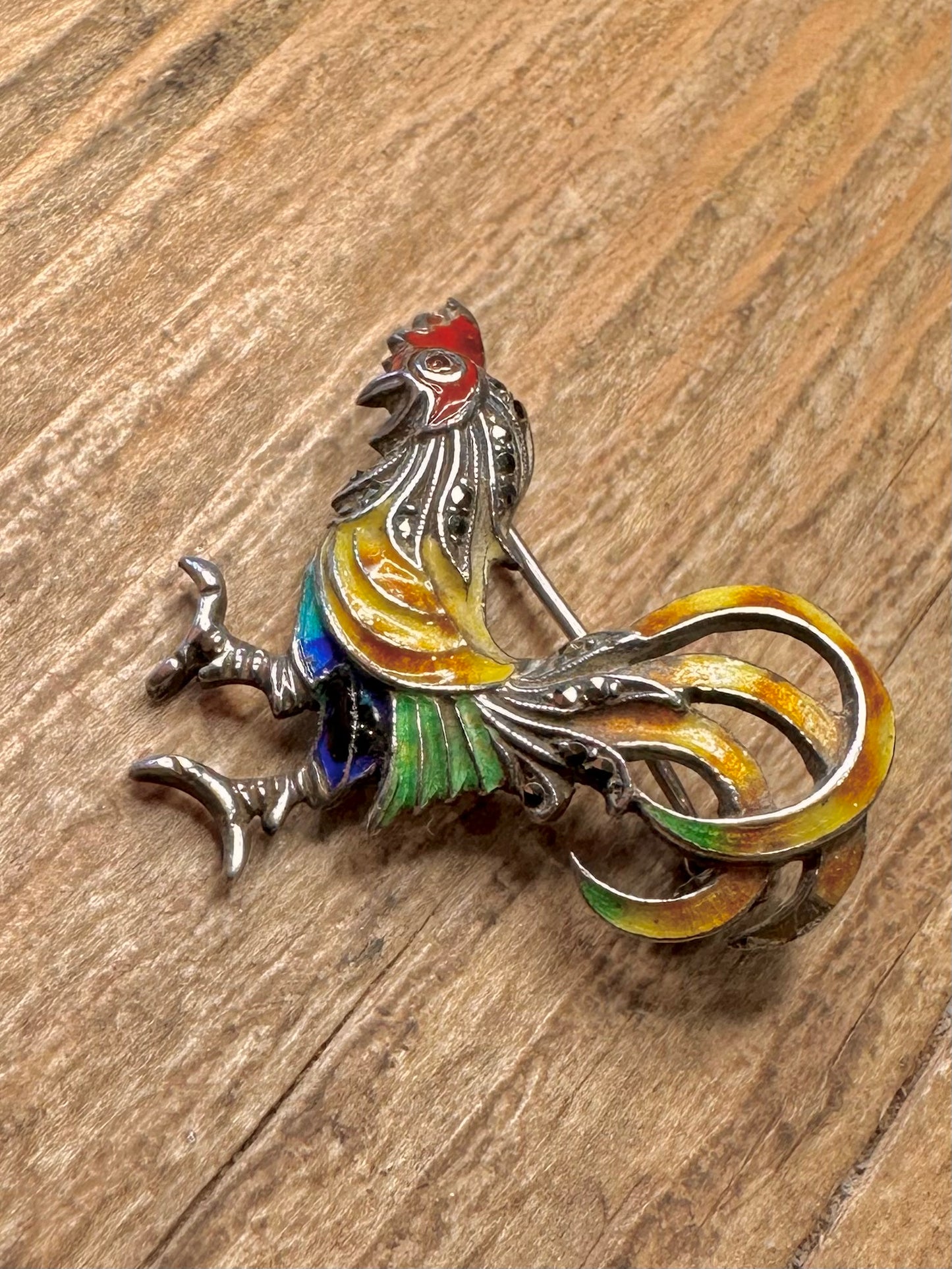 Vintage Alice Caviness Hahn Emaille 925 Sterling Silber Brosche