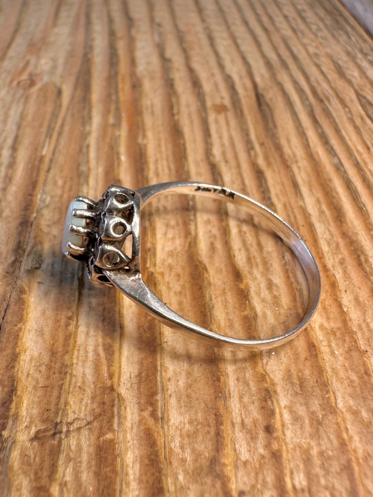 Opal and CZ 925 Sterling Silver Size W Ring