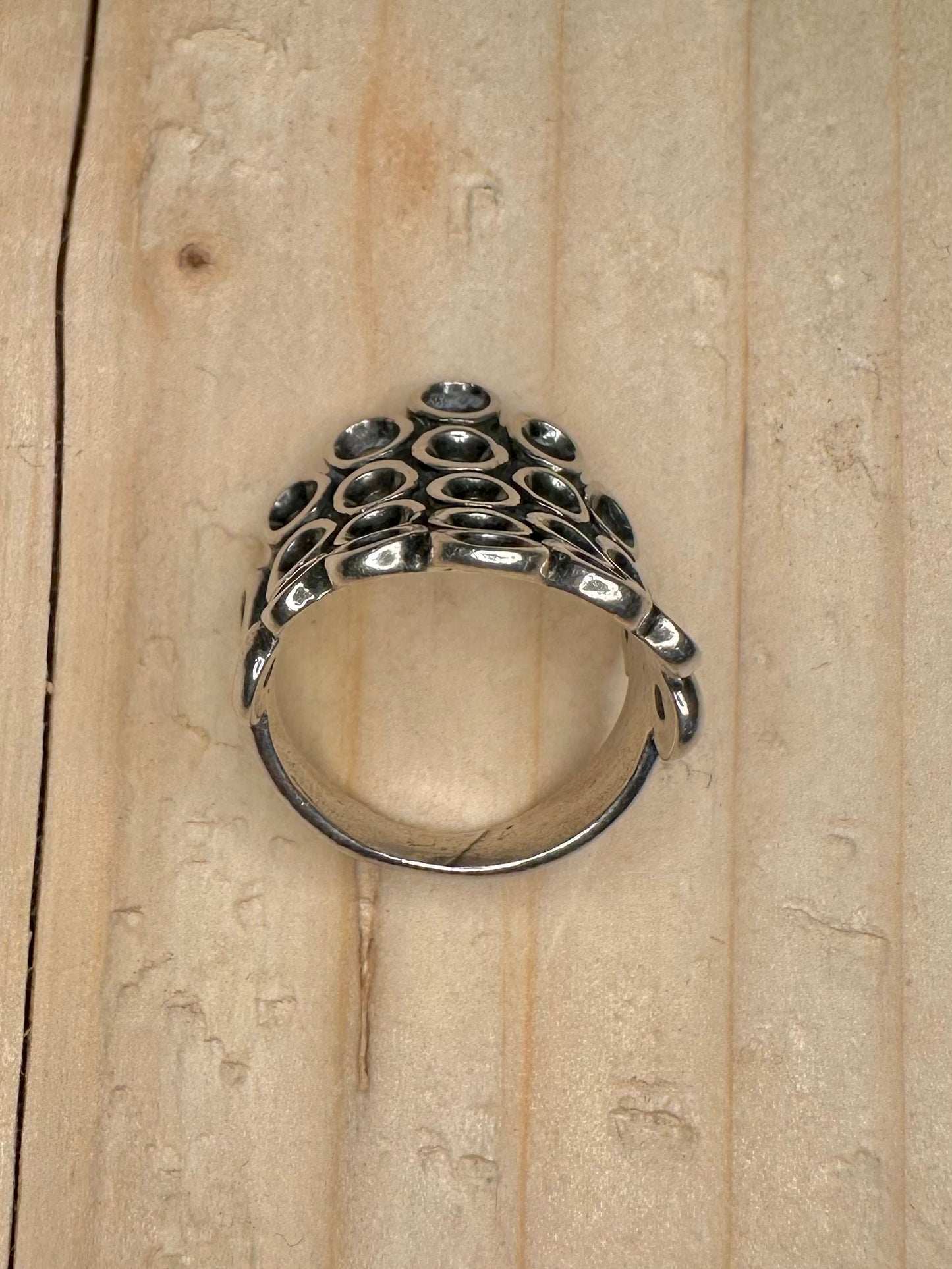 Abstract Modernist Circles 925 Sterling Silver Size J1/2 Ring