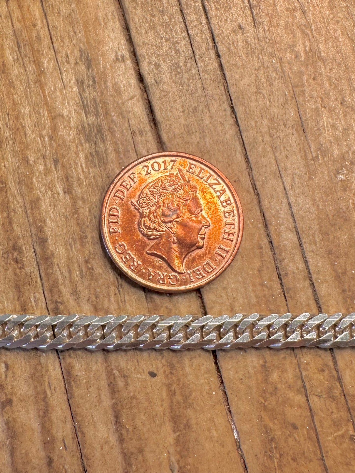 Halskette aus geschlossener Gliederkette, 925er Sterlingsilber, 39,6 cm