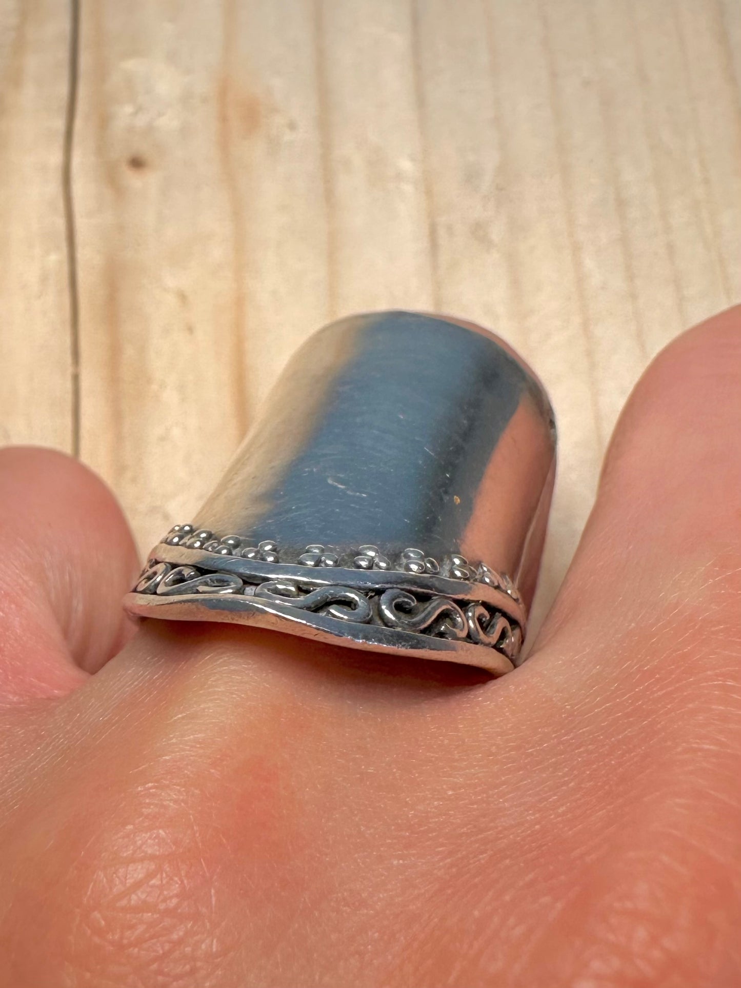 Vintage Wide Statement 925 Sterling Silver Size O Ring