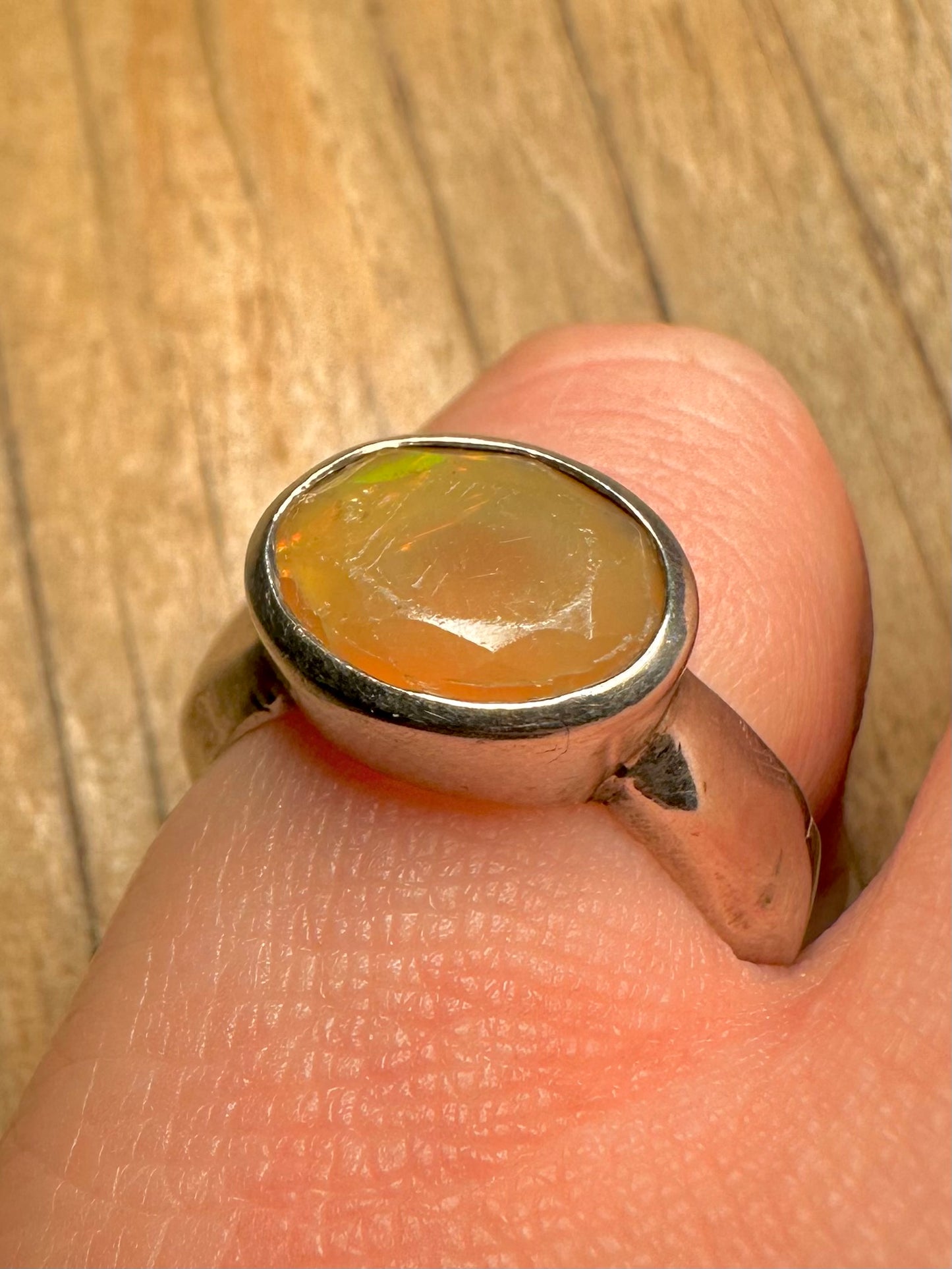 Modern 2022 Faceted Opal 925 Sterling Silver Size L Ring