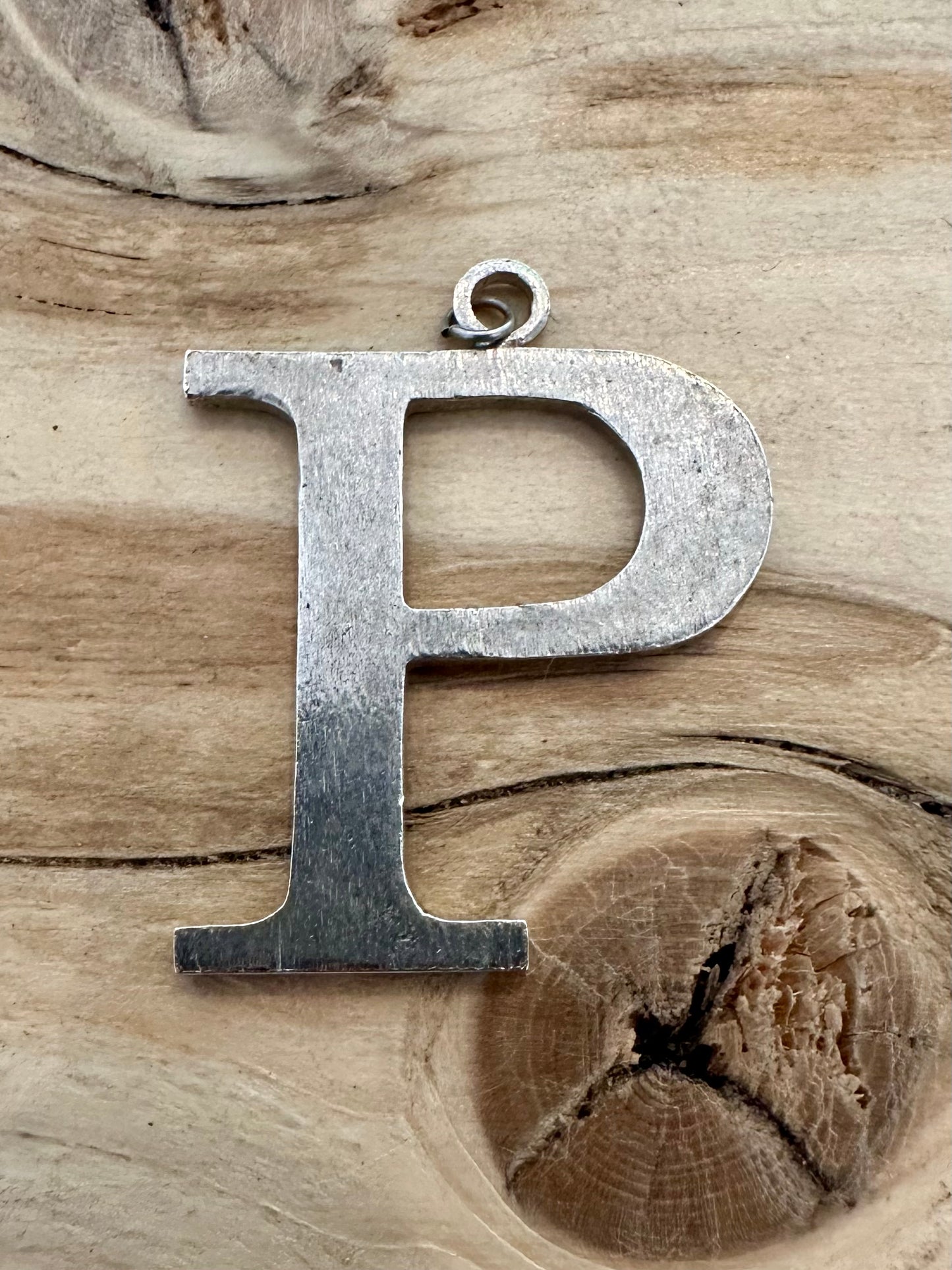 Vintage 1976 P Letter 925 Silver Pendant