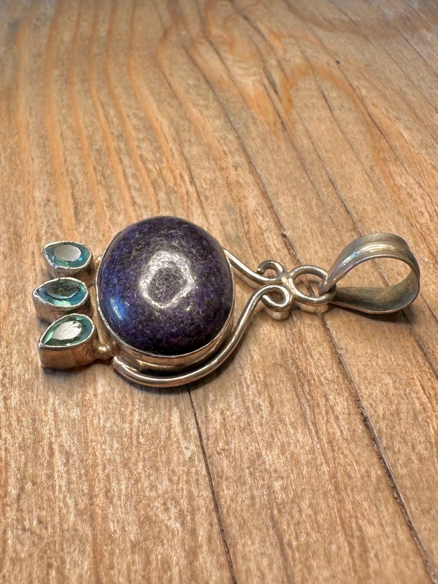 Vintage Lapis Blue Topaz 925 Sterling Silver Pendant