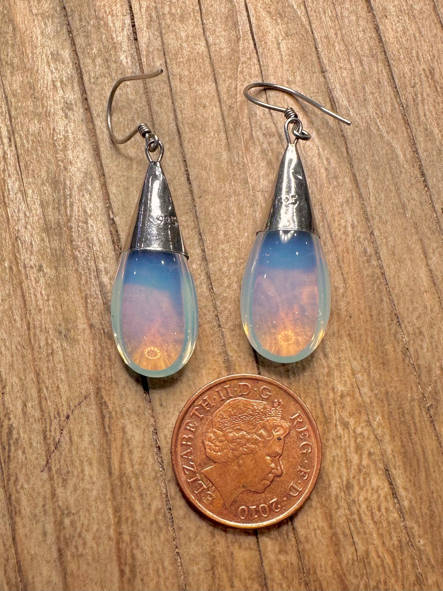 Vintage Opalite and Garnet 925 Sterling Silver Earrings