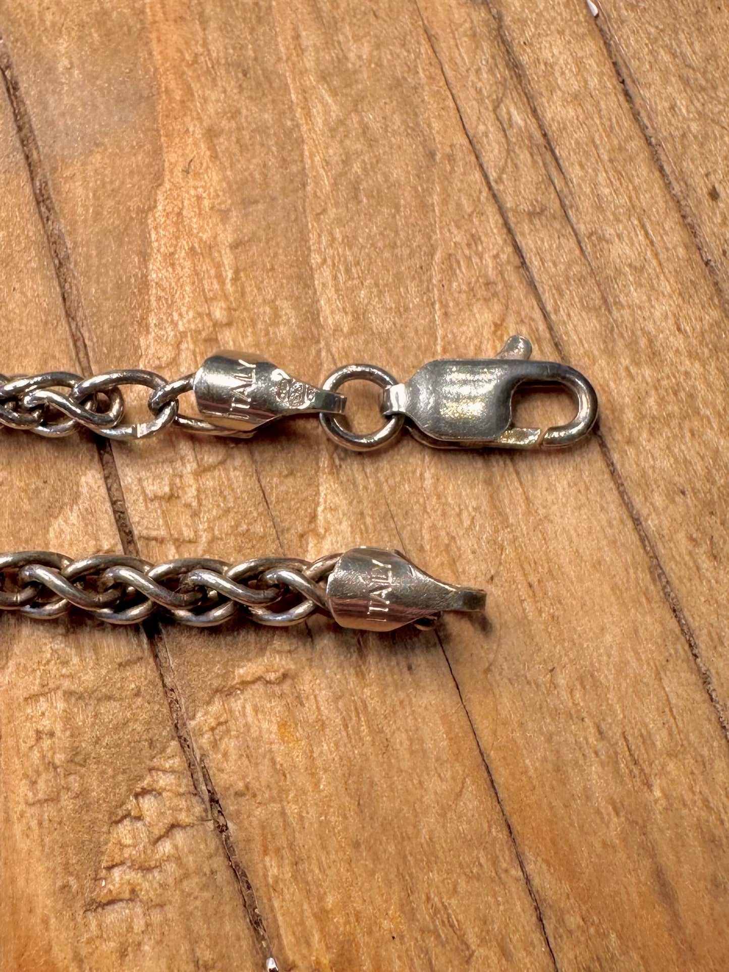 Wheat Link Chain Italy 925 Sterling Silver 18 inch Necklace