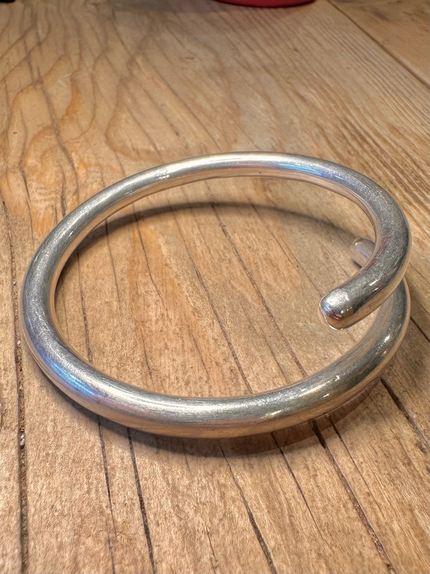 Modernist Overlapping 925 Sterling Silver Bangle