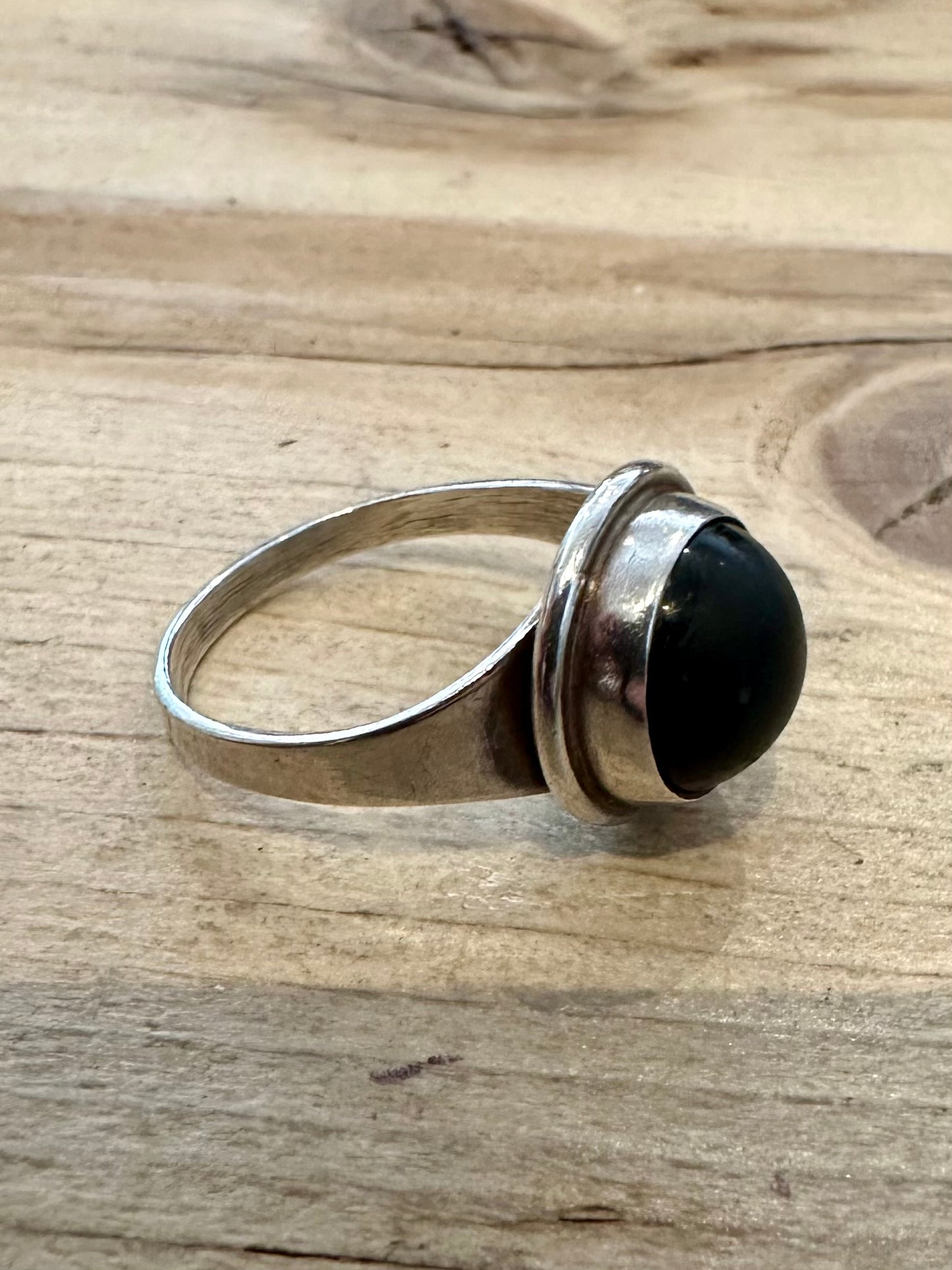 Vintage NB Black Resin Denmark 925 Silver Size O Ring