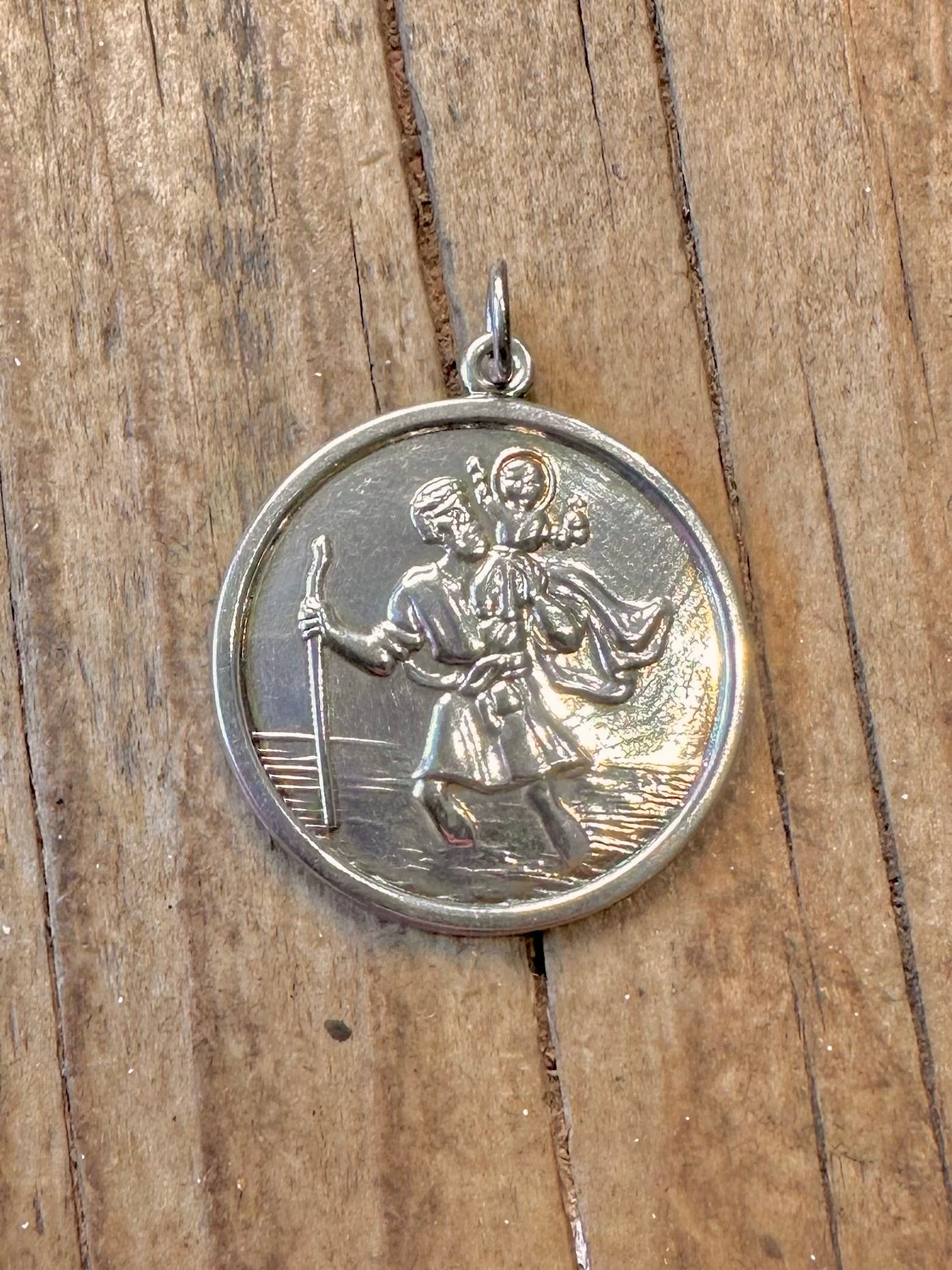 Heiliger Christophorus 925 Sterling Silber Anhänger