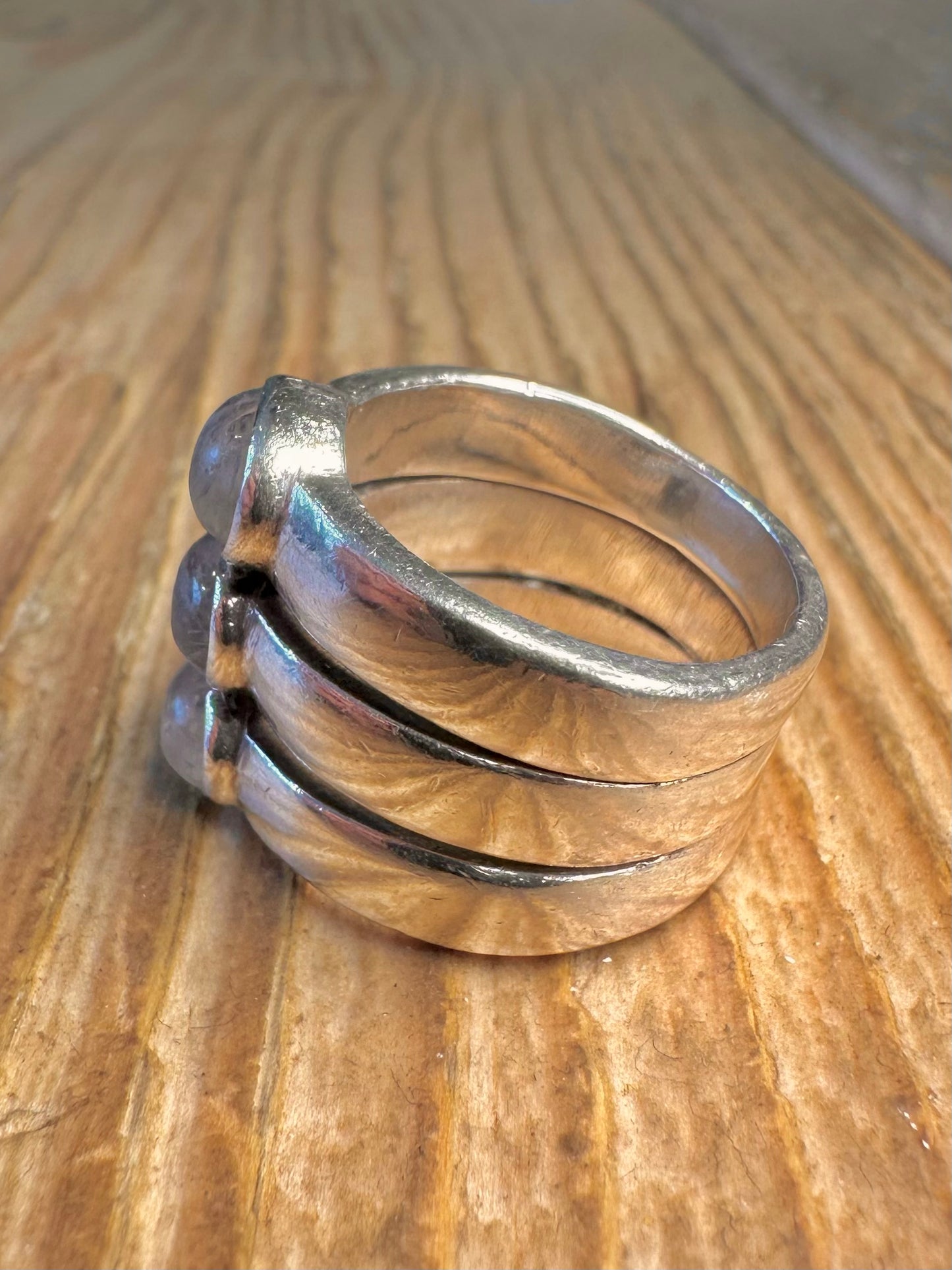 Moonstone Oval Cut Layer 925 Sterling Silver Size M1/2 Ring
