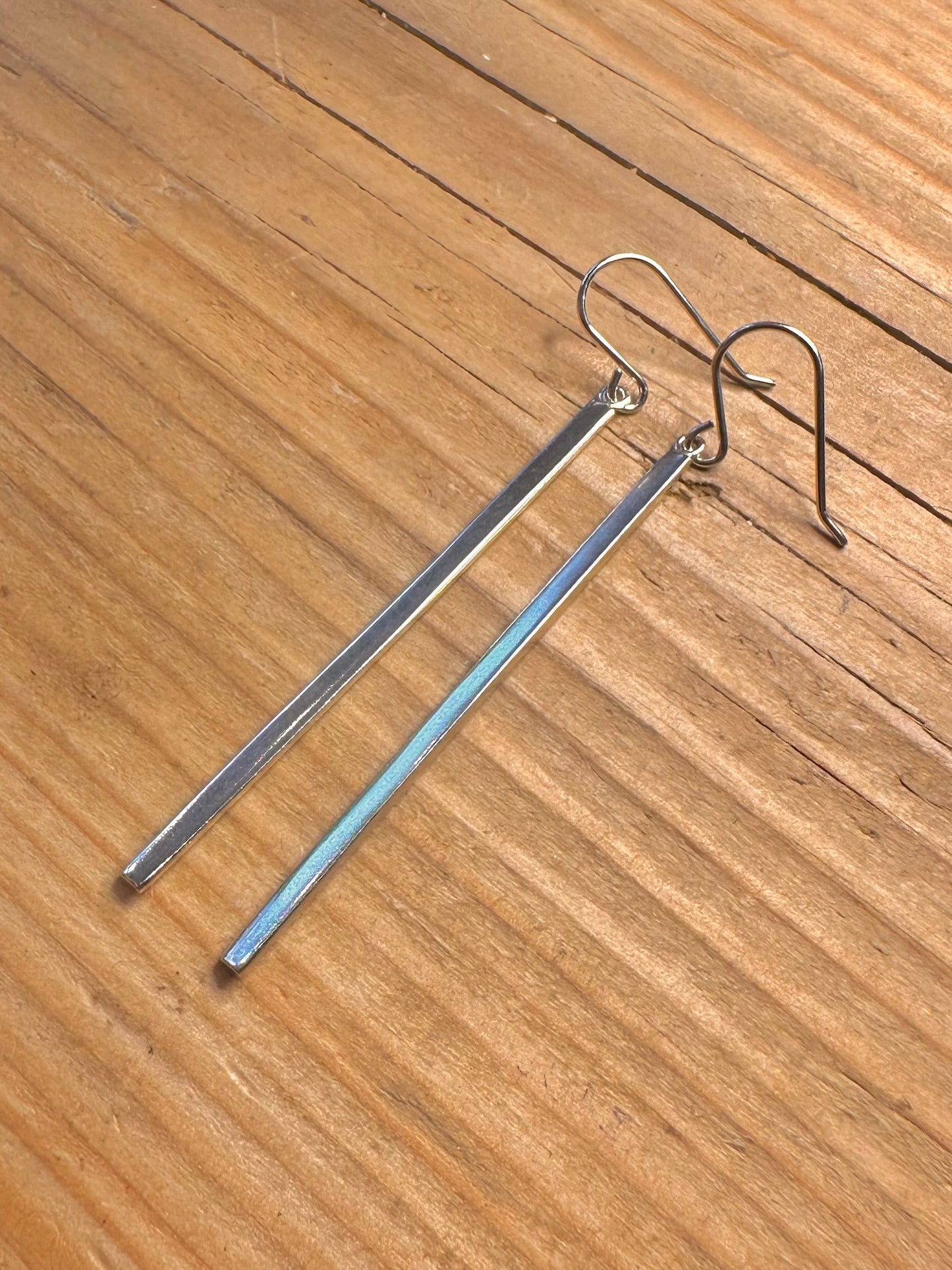 Modernist Long Bar 925 Sterling Silver Earrings